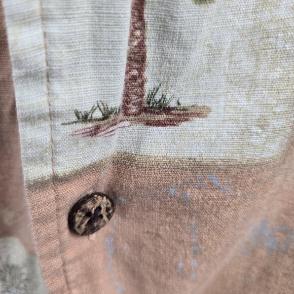 Joe Marlin Orange Peach Palm Tree Button Down Cotton Blend Medium - Picture 2 of 8